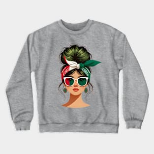 Mexican Girl with Messy Bun Crewneck Sweatshirt